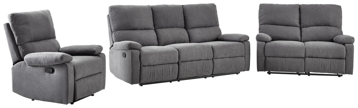 SEDACÍ SOUPRAVA 3+2+1, textil, tmavě šedá - tmavě šedá, Konvenční, textil - Livetastic