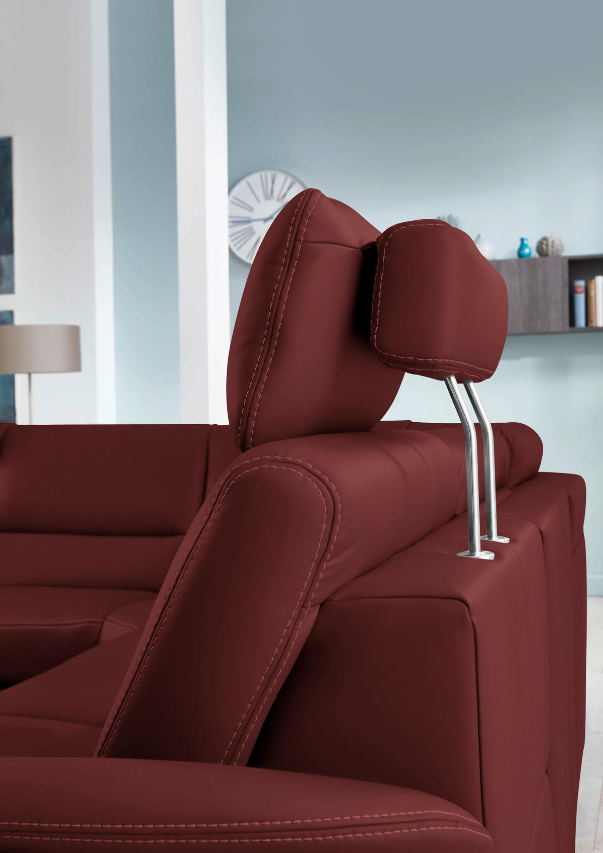 ECKSOFA in Echtleder Brombeere  - Brombeere/Beige, Design, Leder/Metall (249/288cm) - Beldomo Premium