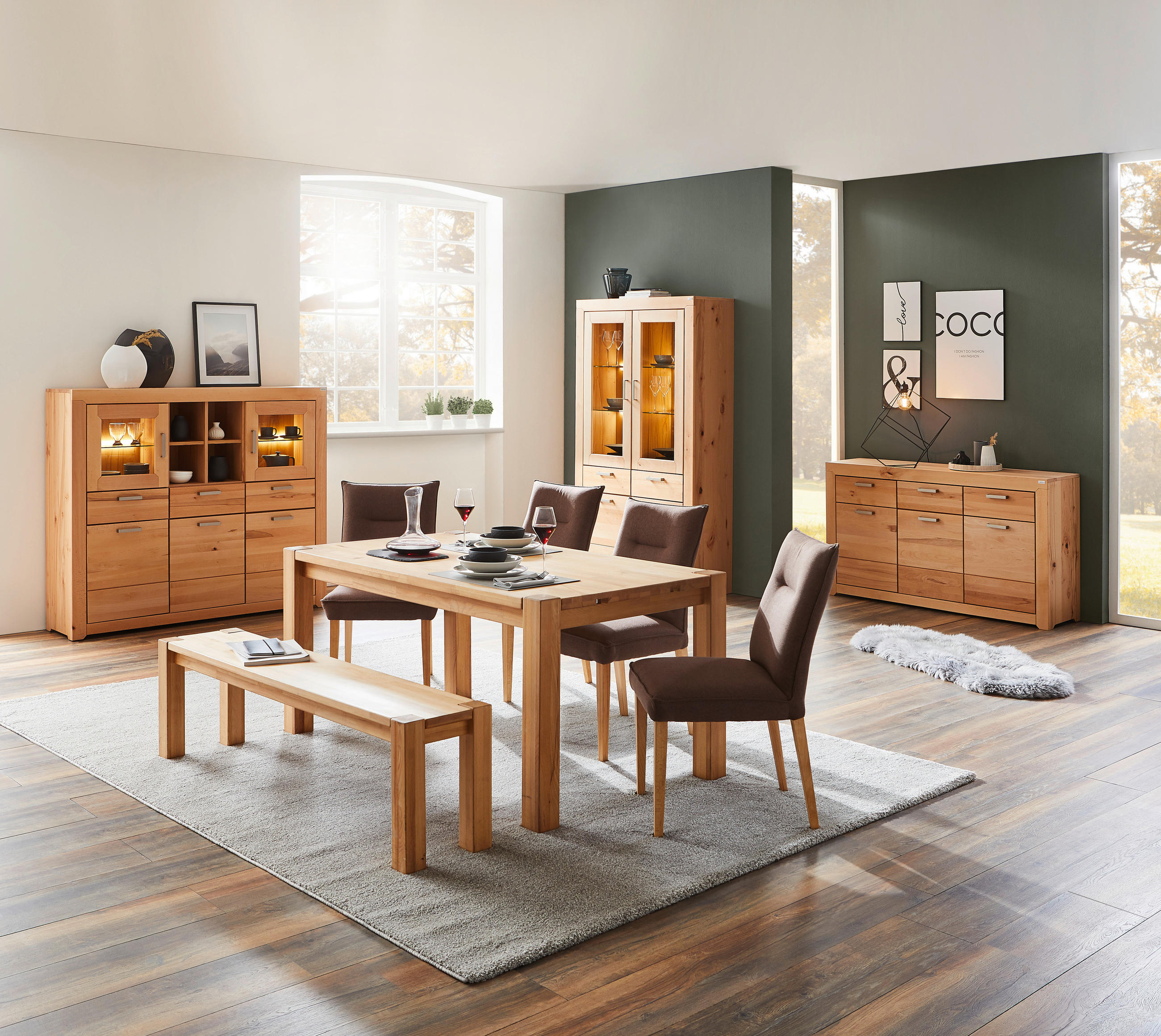 ESSTISCH Kernbuche massiv rechteckig Buchefarben  - Buchefarben, KONVENTIONELL, Holz (160-240/90/76cm) - Linea Natura