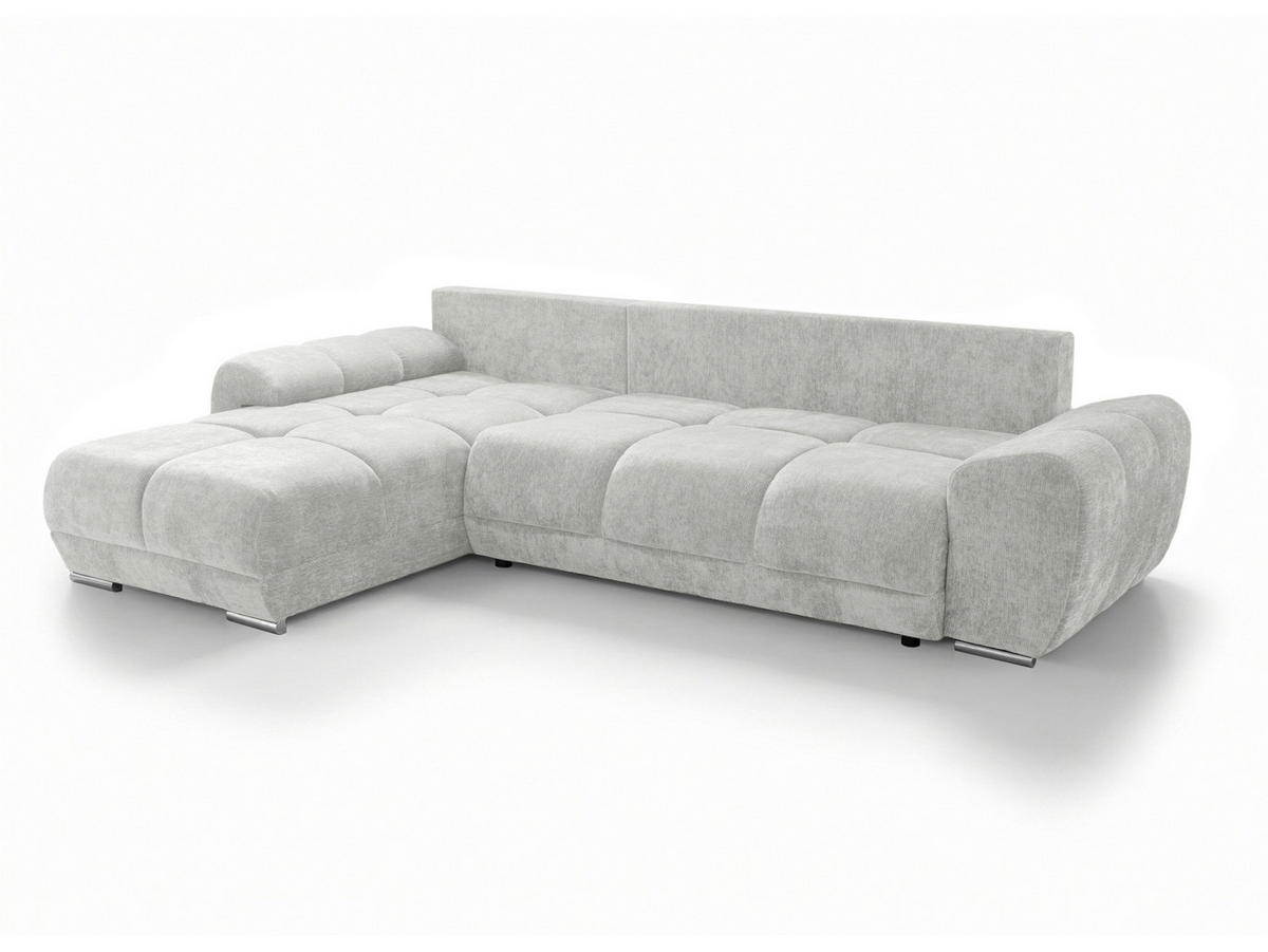 ECKSOFA  in Chenille Hellgrau  - Chromfarben/Hellgrau, KONVENTIONELL, Kunststoff/Textil (183/290cm) - Xora