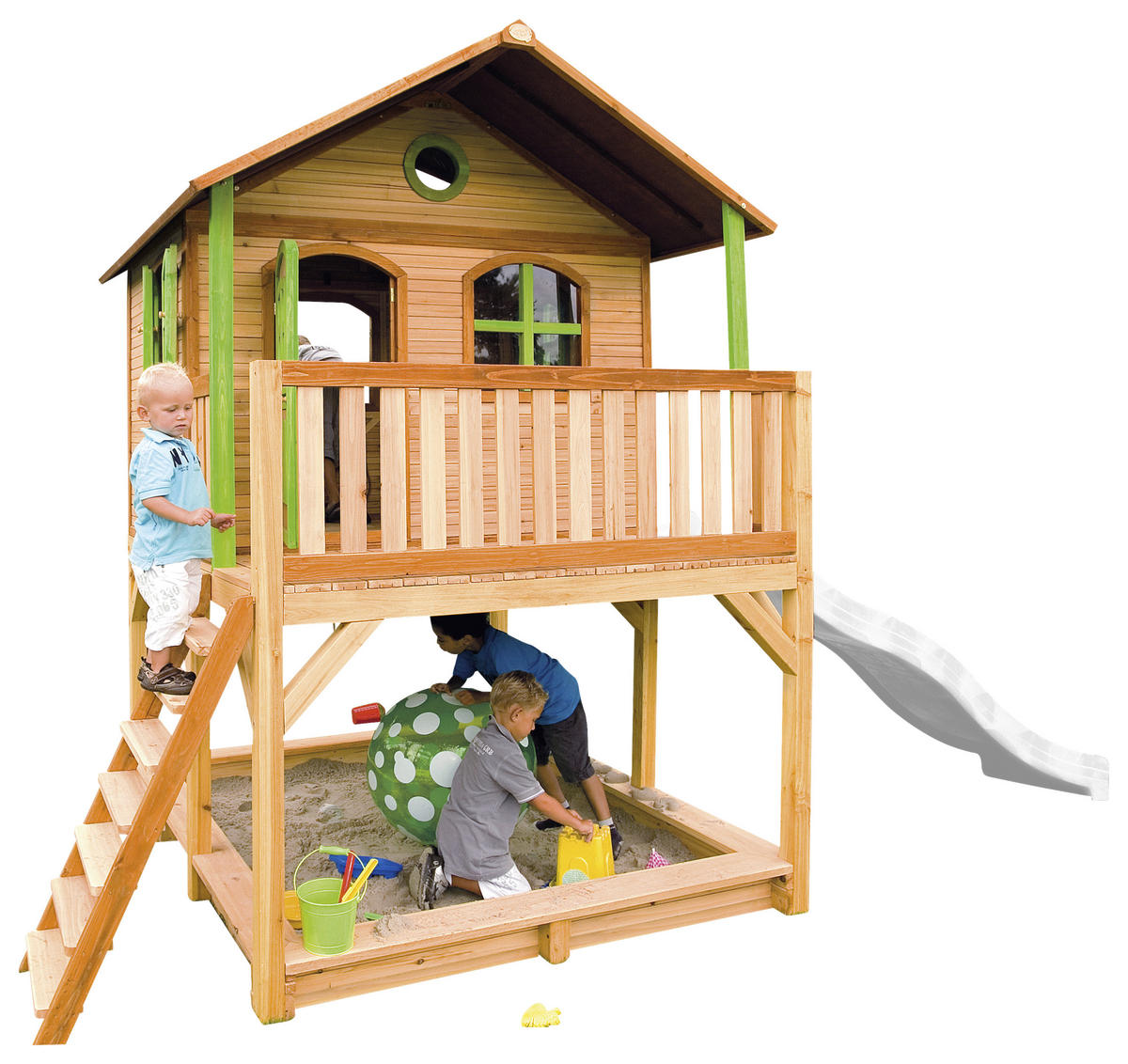 SPIELHAUS 432/293/212 cm  - Braun/Weiß, KONVENTIONELL, Holz (432/293/212cm) - Ambia Garden