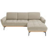 ECKSOFA in Flachgewebe Naturfarben, Sandfarben  - Sandfarben/Schwarz, Design, Holz/Textil (245/171cm) - Stylife