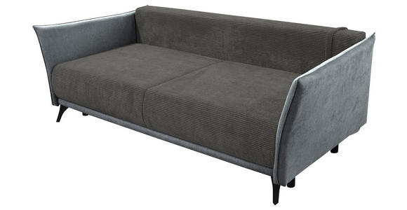 SCHLAFSOFA  mit Liegefunktion, Rücken echt Cord, Flachgewebe Grau  - Schwarz/Grau, KONVENTIONELL, Textil/Metall (223/72/100cm) - Carryhome