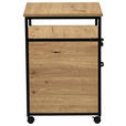 ROLLCONTAINER Schwarz, Eiche Artisan  - Schwarz/Eiche Artisan, Design, Holzwerkstoff/Kunststoff (43/66/45cm) - Carryhome