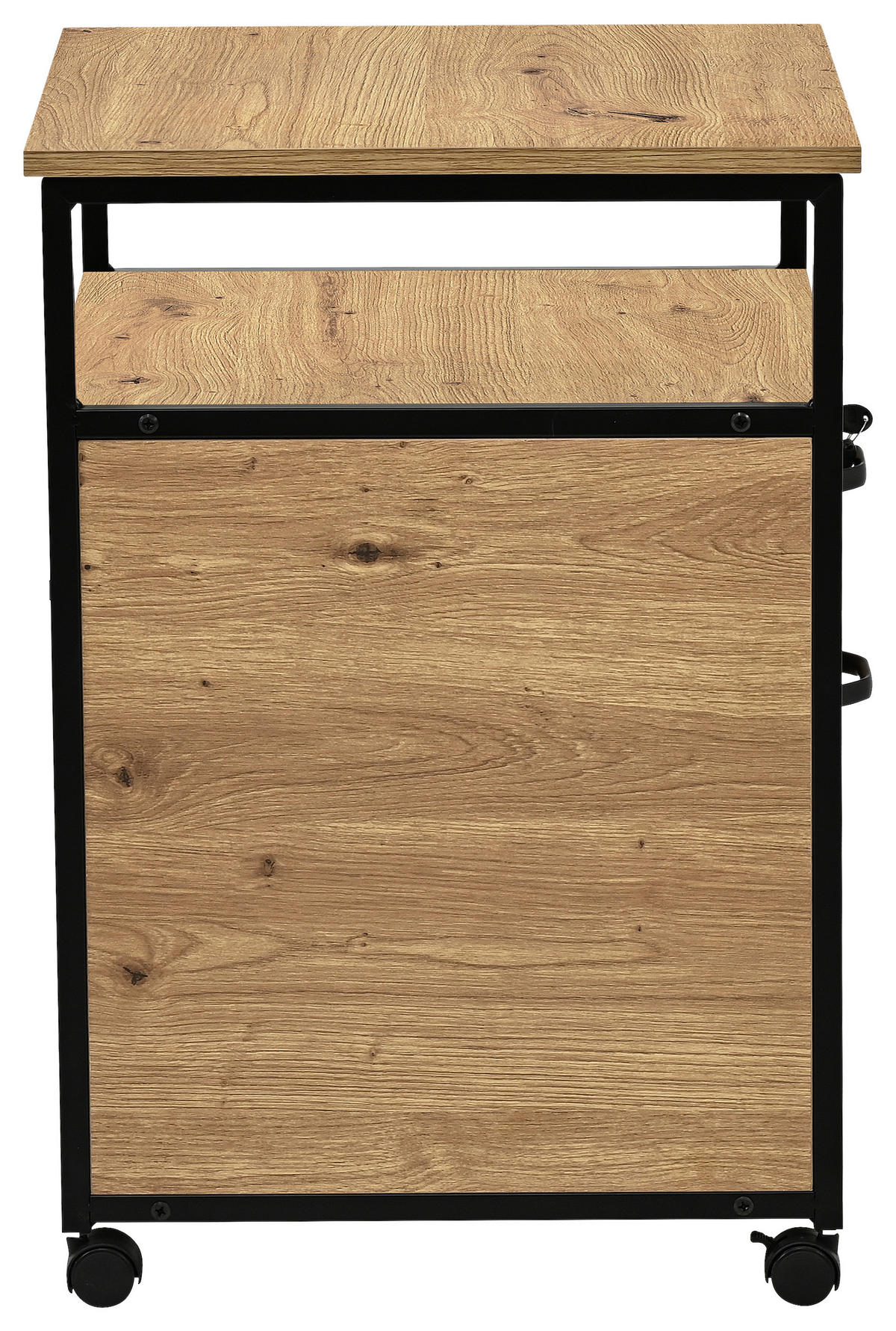 POJÍZDNÝ KONTEJNER, 43/66/45 cm - černá/dub artisan, Design, kov/kompozitní dřevo (43/66/45cm) - Carryhome