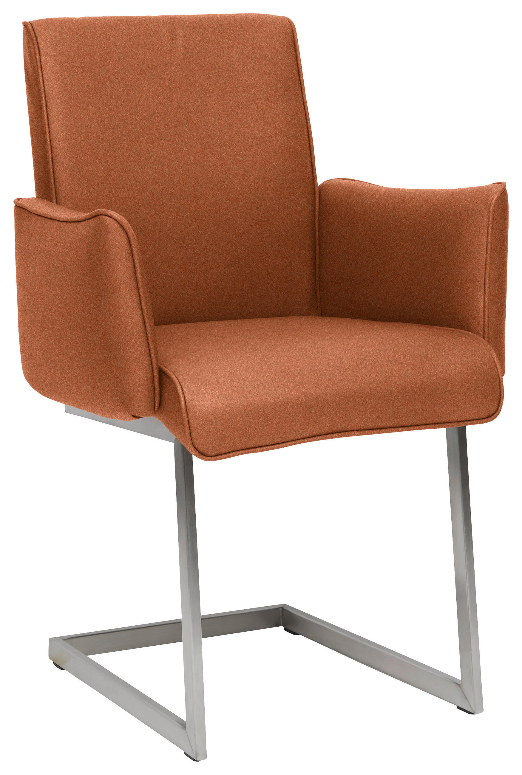 ARMLEHNSTUHL  in Stahl Mikrofaser  - Edelstahlfarben/Karamell, Design, Holzwerkstoff/Textil (63/91/60cm) - Dieter Knoll