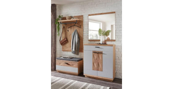 GARDEROBE  in 195/197/38 cm  - Wildeiche/Hellgrau, Design, Glas/Holz (195/197/38cm) - Novel