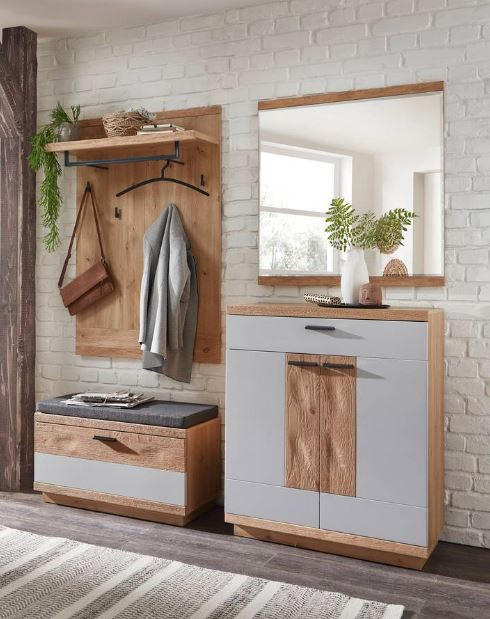 GARDEROBE  in 195/197/38 cm  - Wildeiche/Hellgrau, Design, Glas/Holz (195/197/38cm) - Novel