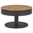 COUCHTISCH Eiche furniert 79/79/46 cm rund Schwarz, Eichefarben  - Eichefarben/Schwarz, Design, Holz/Holzwerkstoff (79/79/46cm) - Novel