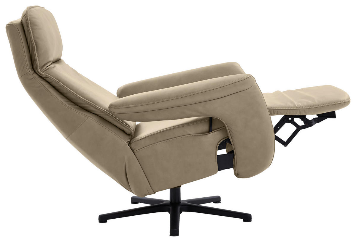 RELAXSESSEL in Leder Hellbraun  - Hellbraun/Schwarz, Design, Leder/Metall (83/112/87-174cm) - Valdera