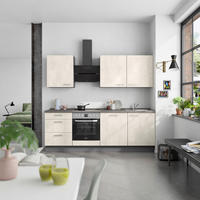 KÜCHENBLOCK Riva 240 cm  in Weiß, Schieferfarben  - Schieferfarben/Edelstahlfarben, MODERN, Holzwerkstoff/Metall (240cm) - Nobilia