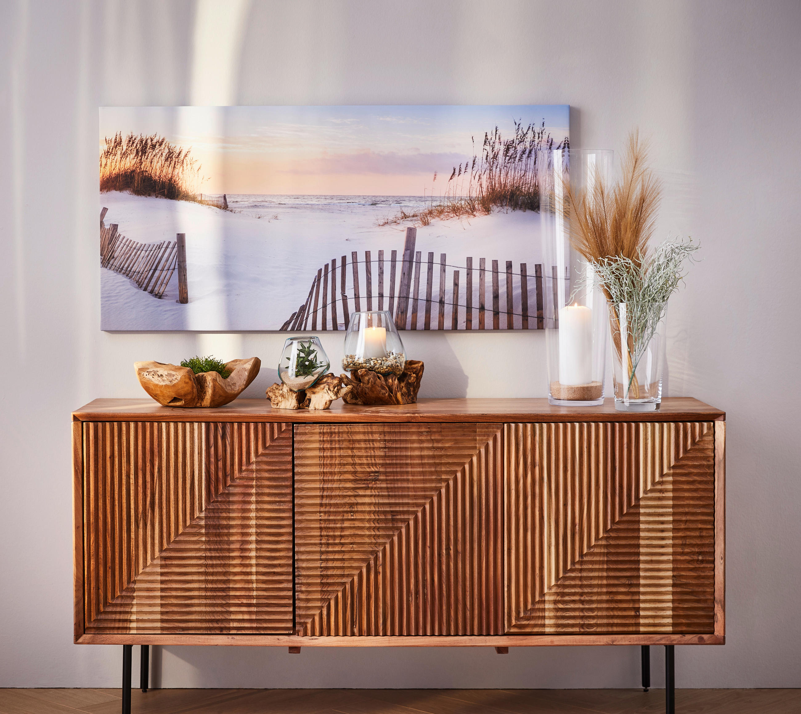 VASE 21 cm  - Klar/Transparent, Natur, Glas/Holz (15/21-22cm) - Ambia Home