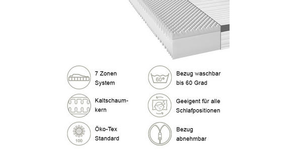 KALTSCHAUMMATRATZE 100/200 cm Höhe ca. 25 cm  - KONVENTIONELL, Textil (100/200cm) - Xora