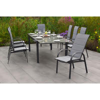 GARTENSET 9-teilig  - Graphitfarben/Grau, MODERN, Glas/Textil - Gardenson