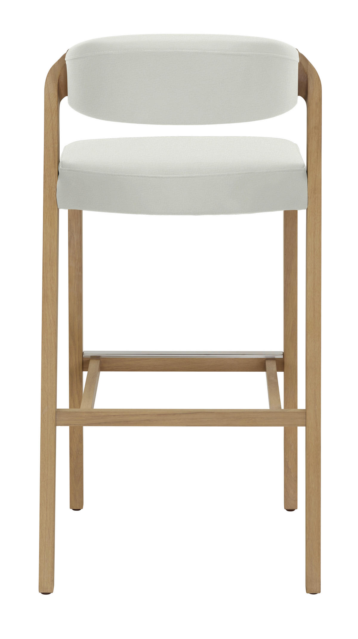 BARHOCKER Echtleder Weiß, Wildeiche Wildeiche massiv Lederauswahl  - Wildeiche/Weiß, Natur, Leder/Holz (52/103/52cm) - Voglauer