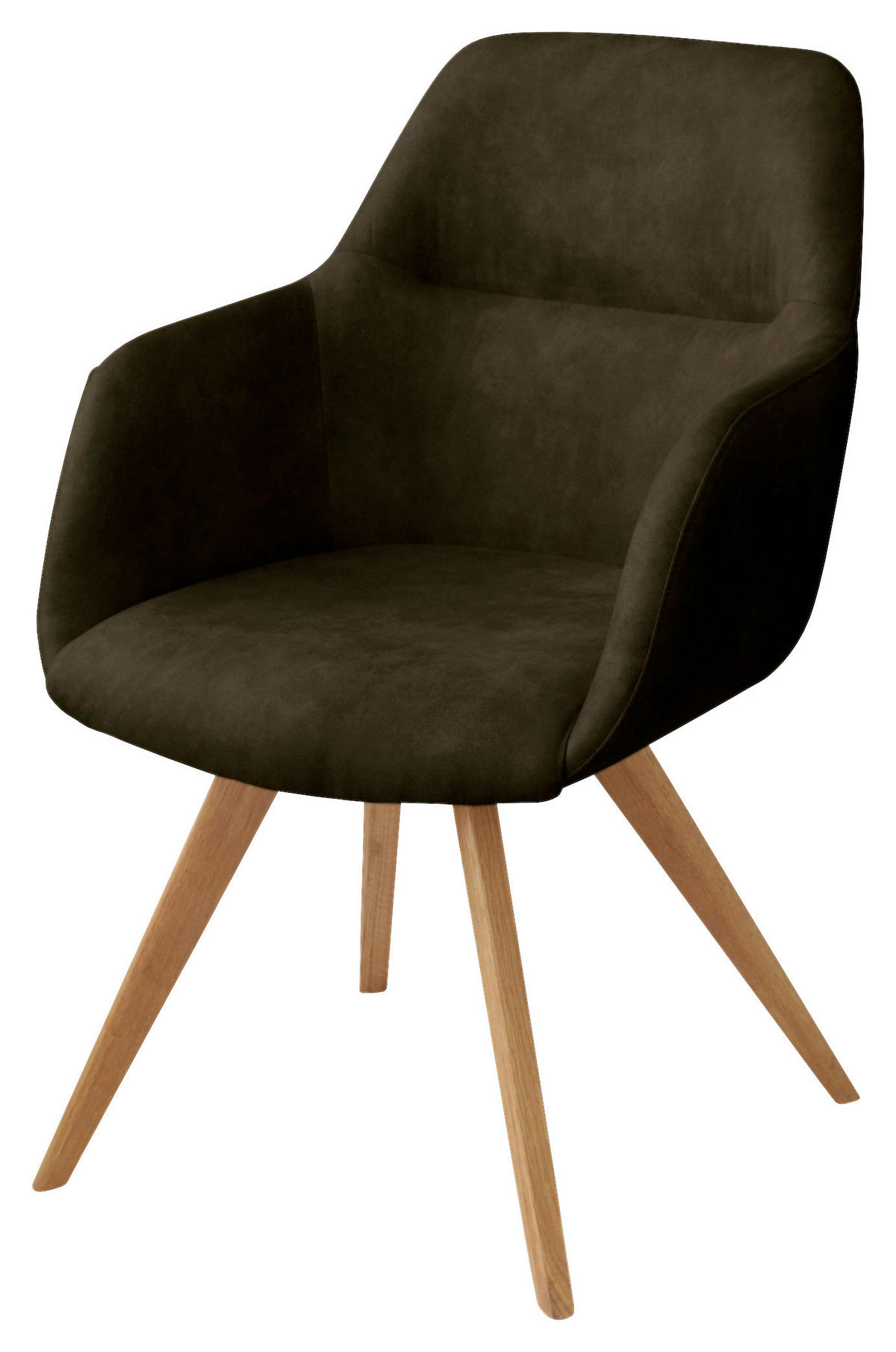 ARMLEHNSTUHL  in Flachgewebe  - Dunkelgrün/Eichefarben, Design, Holz/Textil (57/85,5/65cm) - Voleo