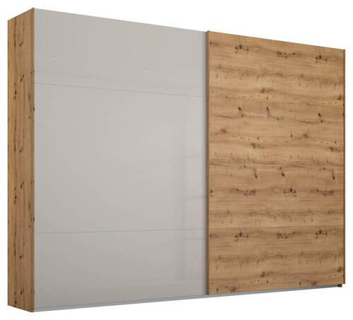 GARDEROB MED SKJUTDÖRRAR 271/223/68 cm 2-dörrar - grå/ekfärgad, Design, metall/trämaterial (271/223/68cm) - Rauch Möbel