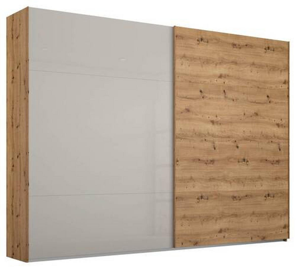 GARDEROB MED SKJUTDÖRRAR 271/223/68 cm 2-dörrar - grå/ekfärgad, Design, metall/trämaterial (271/223/68cm) - Rauch Möbel