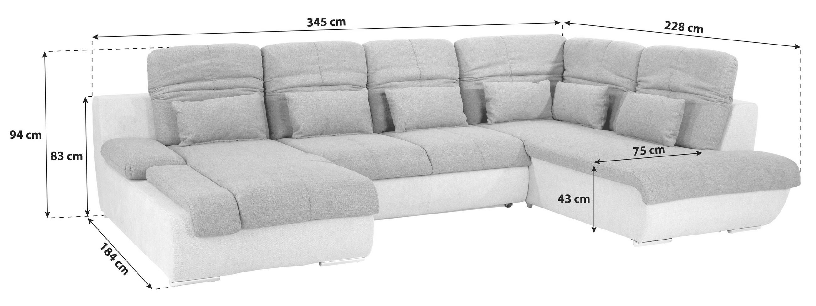 WOHNLANDSCHAFT Hellgrau, Dunkelgrau Mikrofaser  - Chromfarben/Dunkelgrau, MODERN, Textil/Metall (184/345/228cm) - MID.YOU