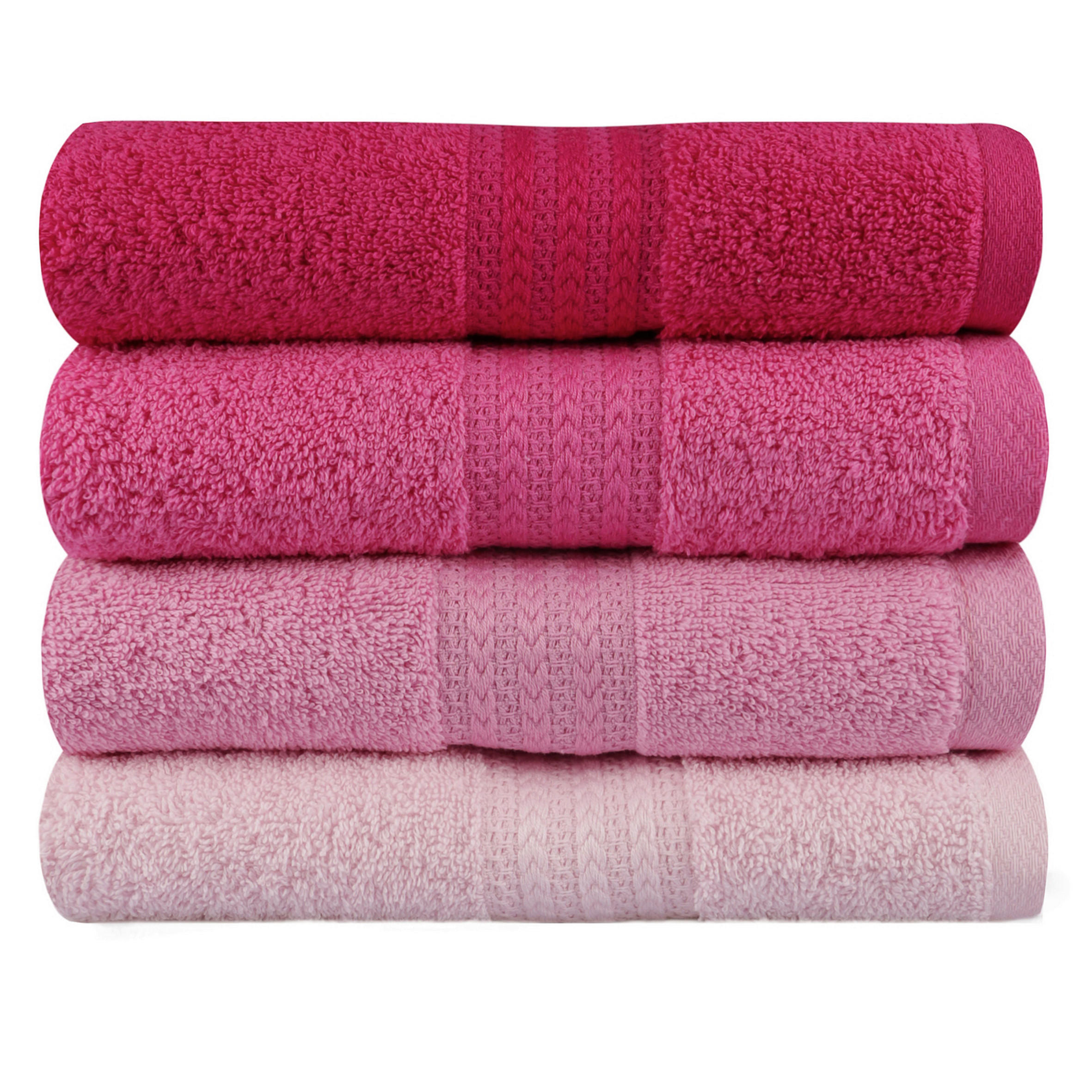 Thumbnail - Handtuchset, Rosa, Pink, Hellrosa, Dunkelrosa, Textil, 4-teilig, Uni, 50x90 cm, angenehm weich, Badtextilien, Handtuch-S...