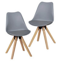 STUHL-SET 2 Stück  in Lederlook Holz, Kunststoff, Textil matt  - Eichefarben/Grau, Design, Holz/Kunststoff (48/89/48cm) - MID.YOU