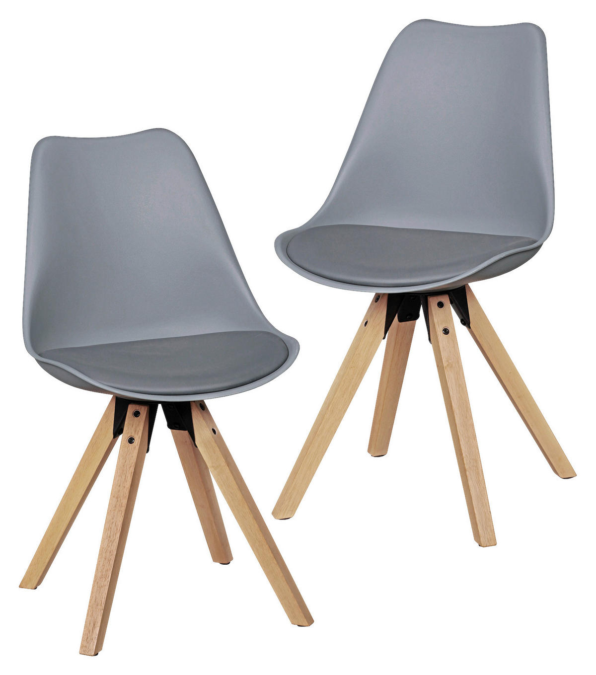 STUHL-SET 2 Stück  in Lederlook Holz, Kunststoff, Textil matt  - Eichefarben/Grau, Design, Holz/Kunststoff (48/89/48cm) - MID.YOU