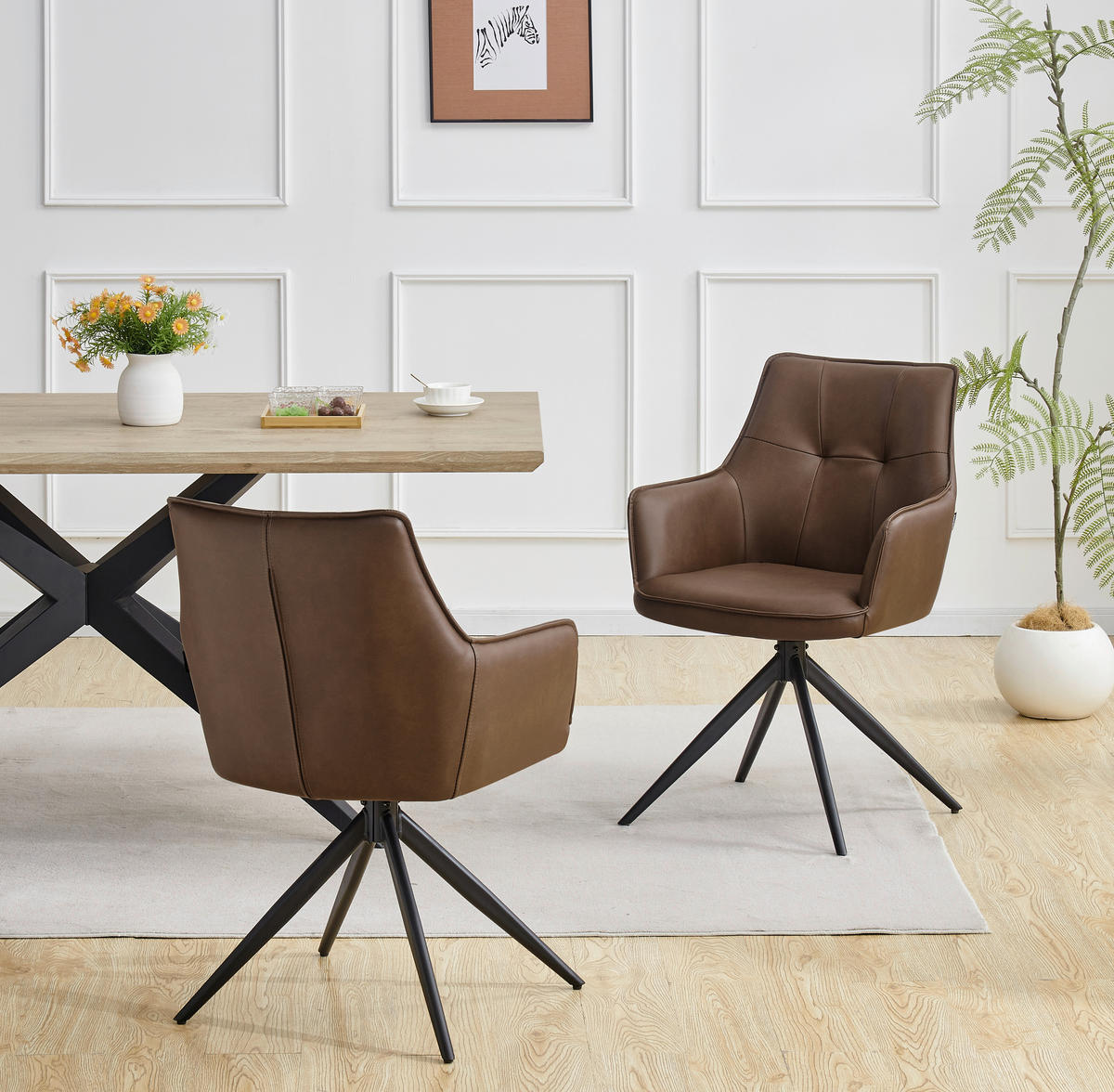 STOLICA S NASLONOM ZA RUKE  smeđa, crna  drvo, metal, tekstil      - smeđa/crna, Moderno, drvo/metal (58/87/61,5cm) - Livetastic