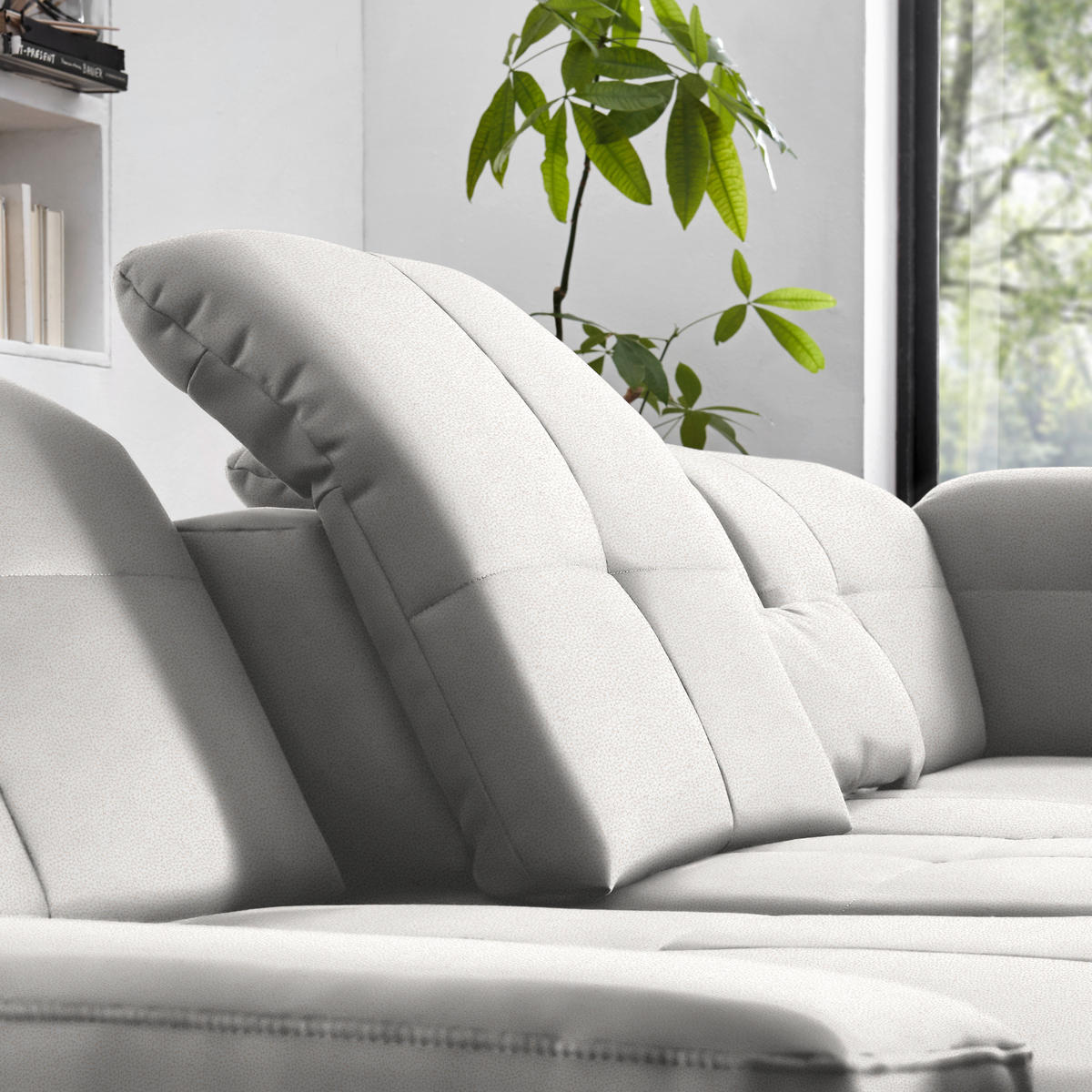 WOHNLANDSCHAFT  in Mikrofaser Creme  - Chromfarben/Creme, Design, Textil (195/371/260cm) - Beldomo Style