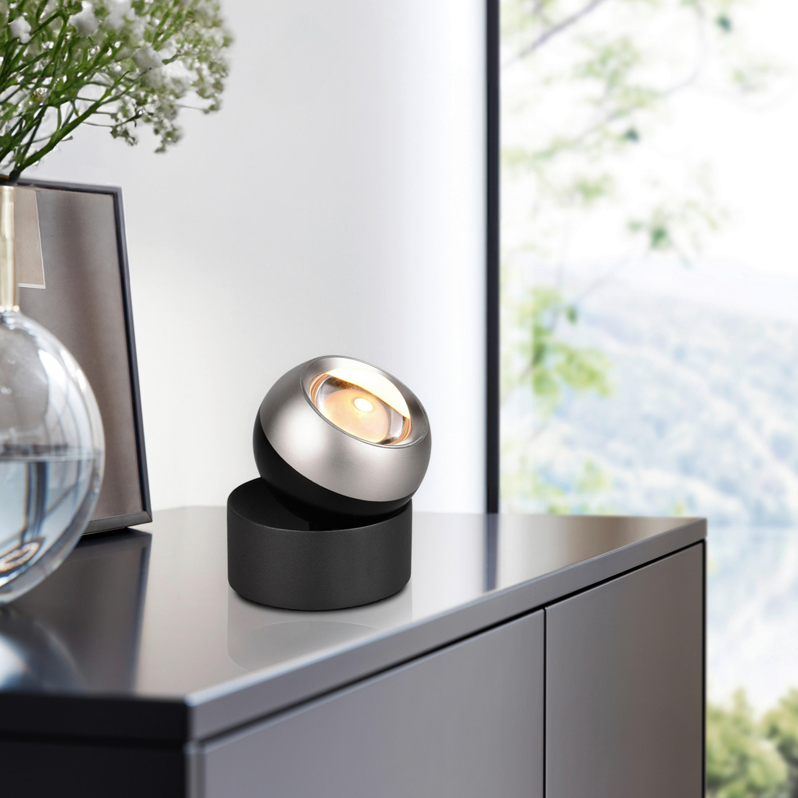 LED-TISCHLEUCHTE 10/14 cm   - Schwarz/Nickelfarben, Design, Metall (10/14cm) - Trio Leuchten