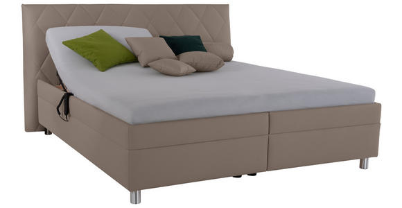 POLSTERBETT Matratze, Lattenrost, Bettkasten 200/200 cm in Cappuccino - Birkefarben/Silberfarben, KONVENTIONELL, Holz/Textil (200/200cm) - Esposa