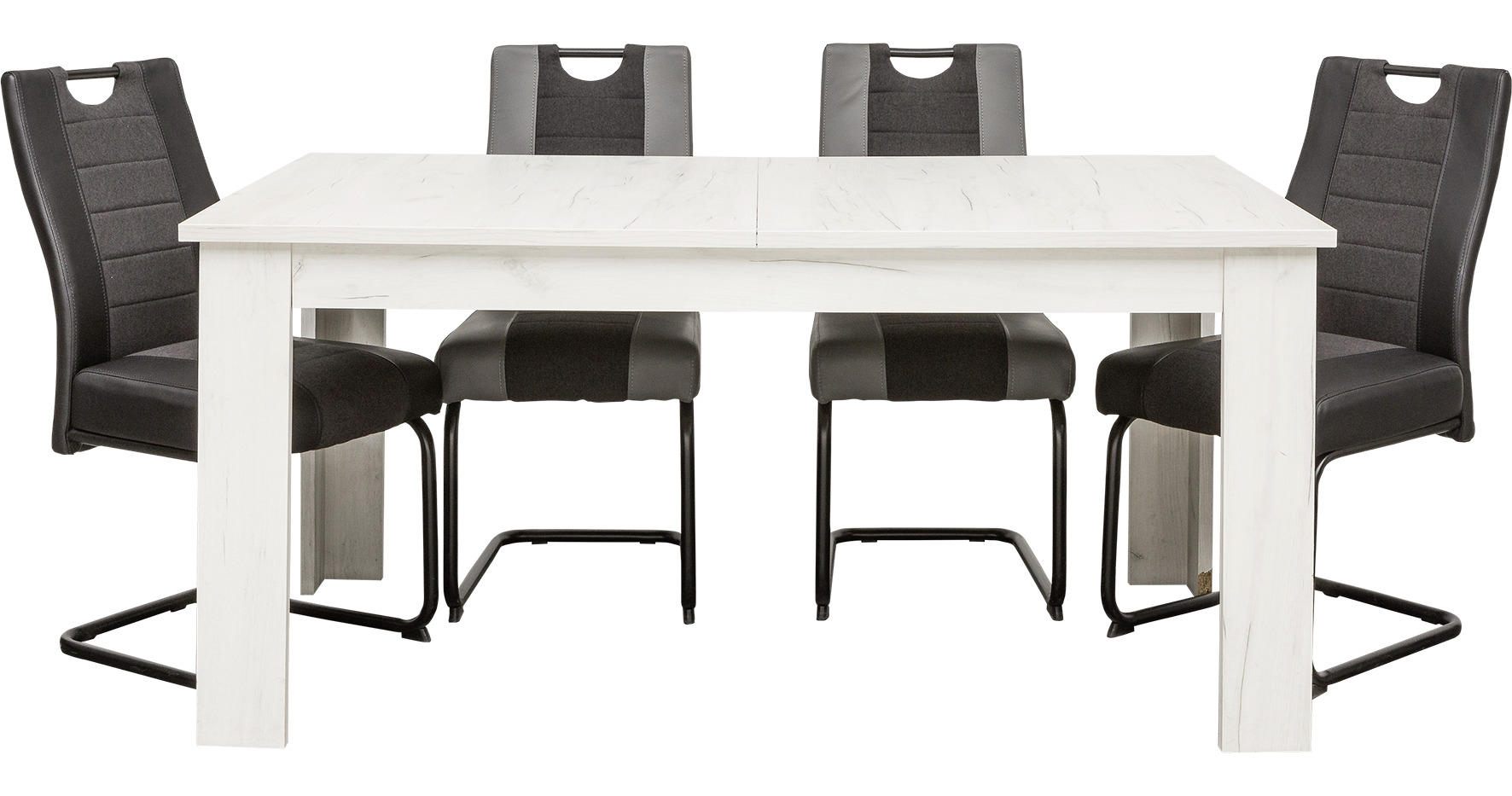 KIHÚZHATÓ ASZTAL - Bianco tölgy/ezüsttölgy, Basics, faalapú anyag (160-200/76,5/90,5cm) - Xora