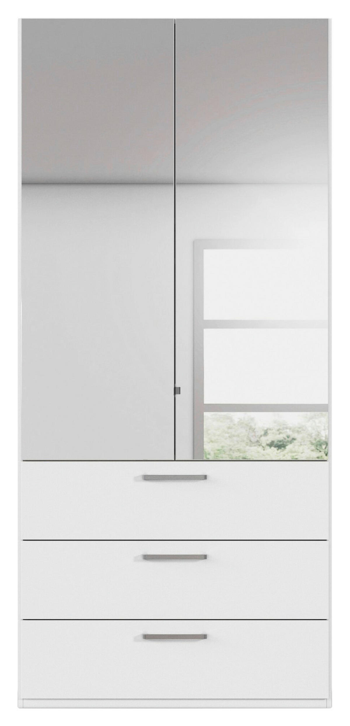 DREHTÜRENSCHRANK 101/235/61 cm,  in Weiß, 2-türig  - Chromfarben/Edelstahlfarben, Basics, Glas/Holzwerkstoff (101/235/61cm) - Novel