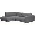 ECKSOFA in Cord Dunkelgrau  - Dunkelgrau/Schwarz, Design, Kunststoff/Textil (224/265cm) - Hom`in