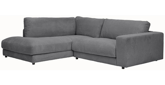 ECKSOFA in Cord Dunkelgrau  - Dunkelgrau/Schwarz, Design, Kunststoff/Textil (224/265cm) - Hom`in