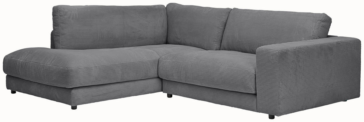 ECKSOFA in Cord Dunkelgrau  - Dunkelgrau/Schwarz, Design, Kunststoff/Textil (224/265cm) - Hom`in