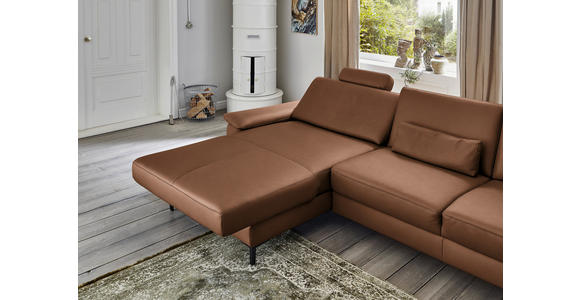 ECKSOFA in Echtleder Braun  - Schwarz/Braun, Design, Leder/Metall (176/334cm) - Dieter Knoll