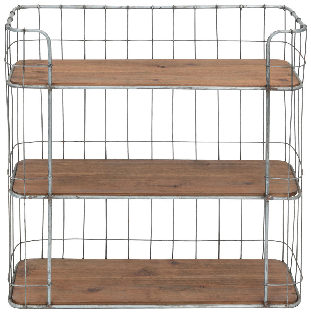 NÁSTĚNNÝ REGÁL, 63/66/21 cm - barvy stříbra/přírodní barvy, Lifestyle, kov/dřevo (63/66/21cm) - Livetastic