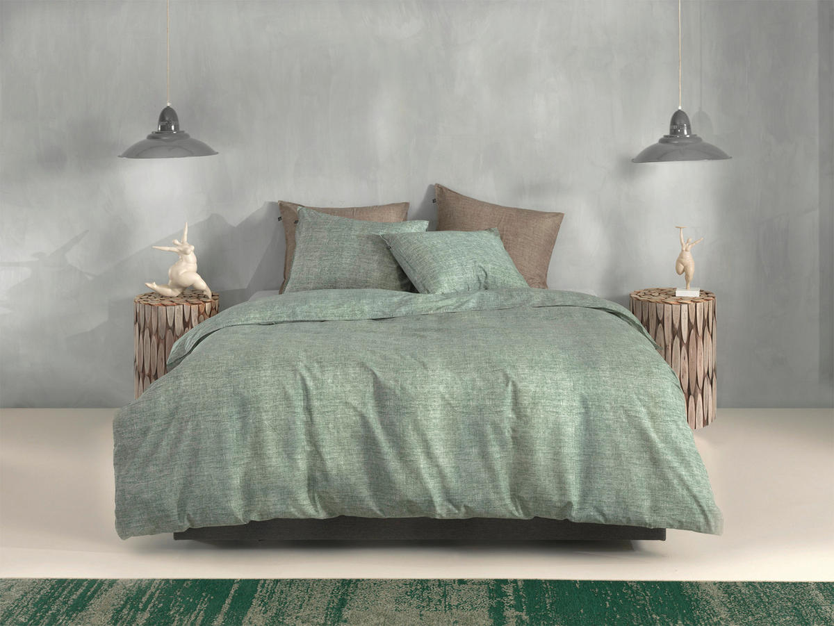 BETTWÄSCHE Lino Renforcé 155/220 cm  - Olivgrün, Basics, Textil (155/220cm)