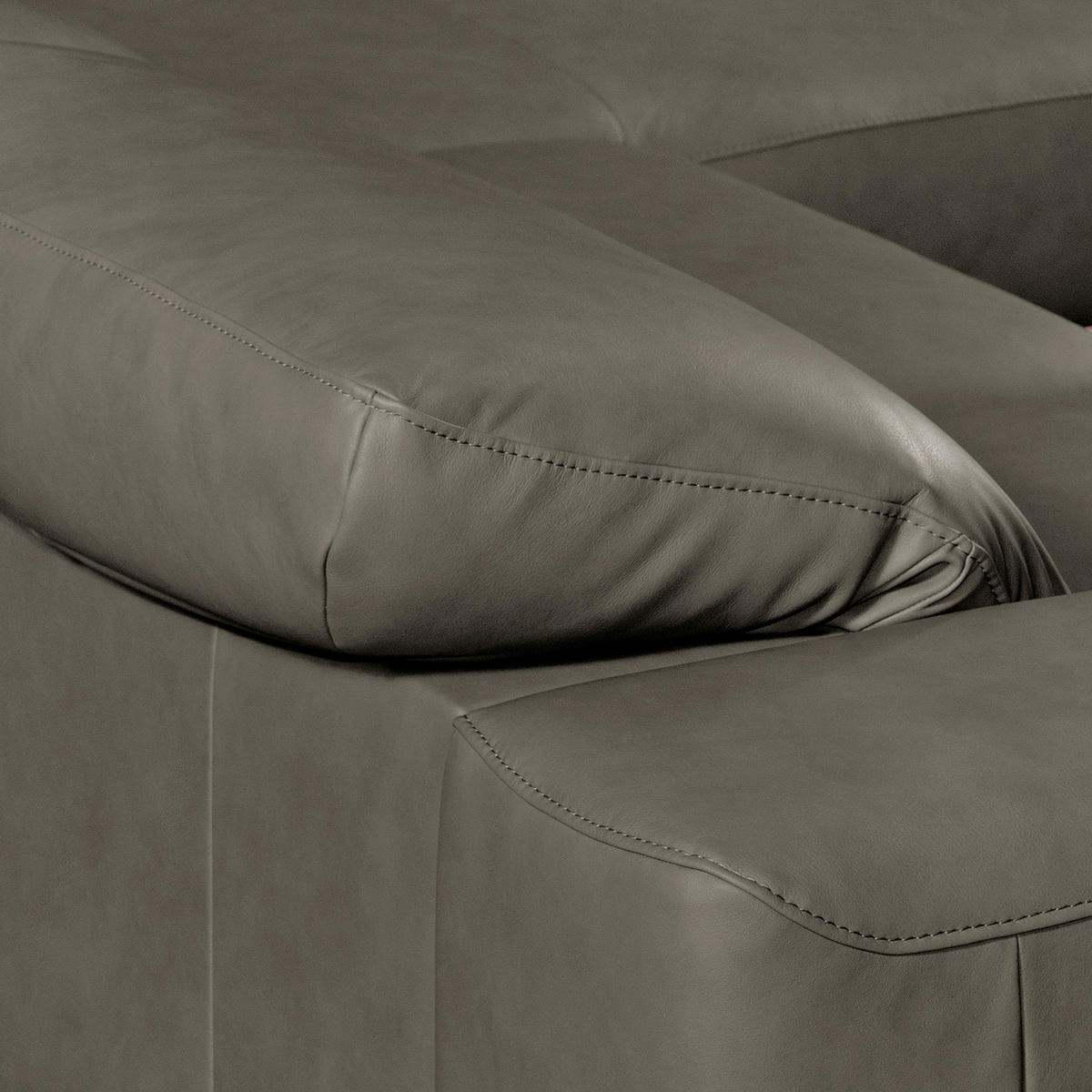 ECKSOFA  in Echtleder Grau  295/187 cm  - Schwarz/Grau, Design, Leder/Metall (295/187cm) - Livetastic