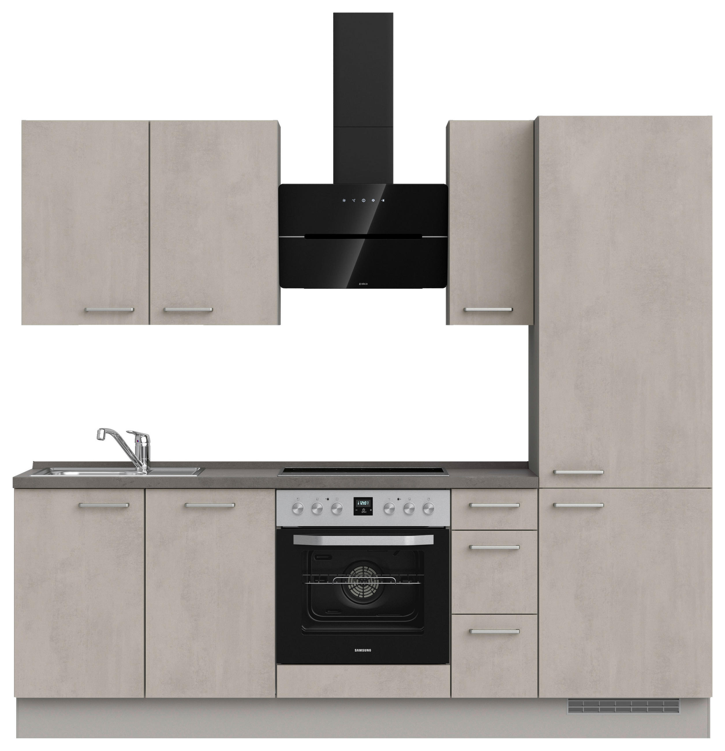 KÜCHENLEERBLOCK 240 cm   in Grau, Schieferfarben, Hellgrau  - Schieferfarben/Edelstahlfarben, MODERN, Holzwerkstoff/Metall (240cm) - Nobilia