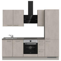 KÜCHENLEERBLOCK 240 cm   in Grau, Schieferfarben, Hellgrau  - Schieferfarben/Edelstahlfarben, MODERN, Holzwerkstoff/Metall (240cm) - Nobilia