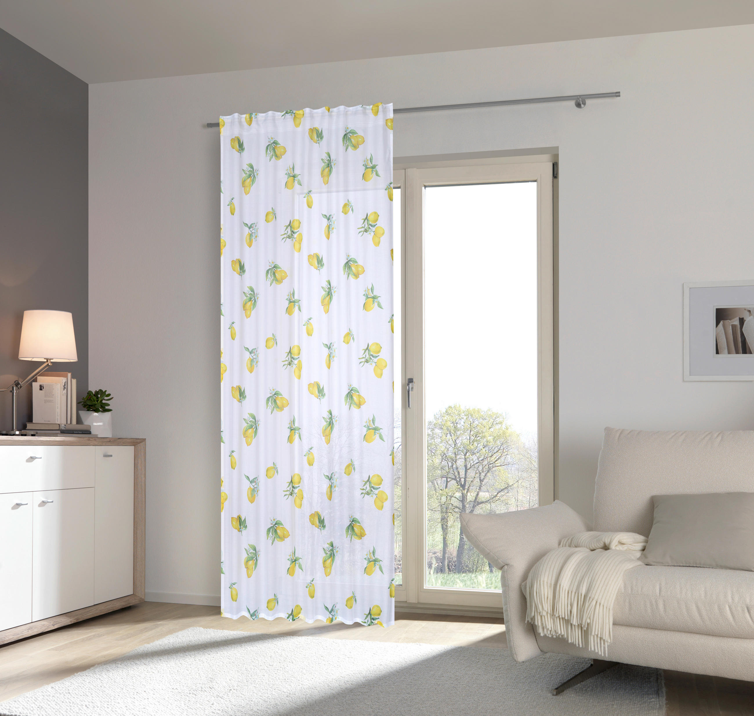 HOTOVÝ ZÁVES, polopriehľadné, 140/245 cm - žltá/biela, Lifestyle, textil (140/245cm) - Esposa