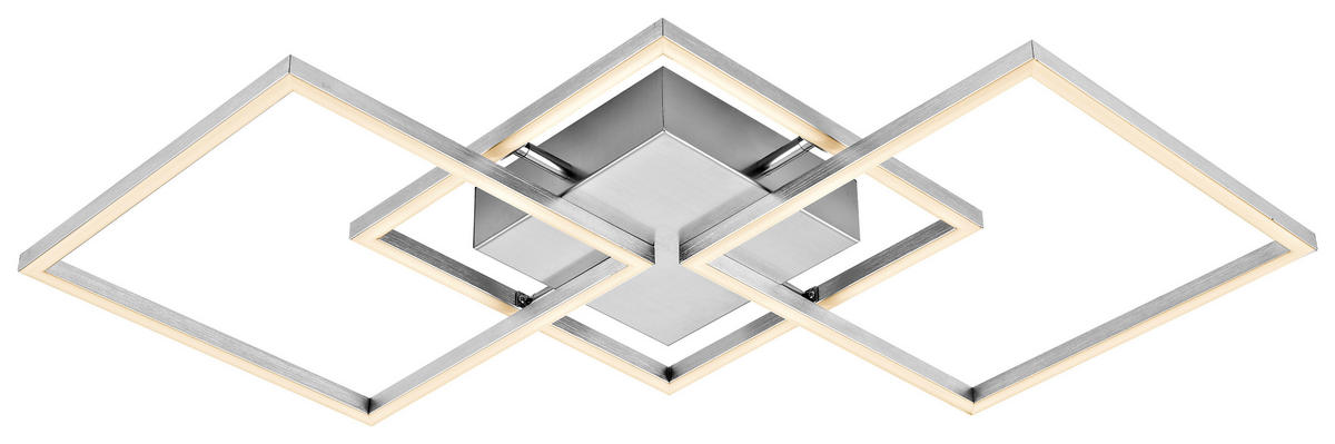 STROPNÍ LED SVÍTIDLO, 75,5/37/6 cm - barvy niklu, Trend, kov/plast (75,5/37/6cm) - Novel