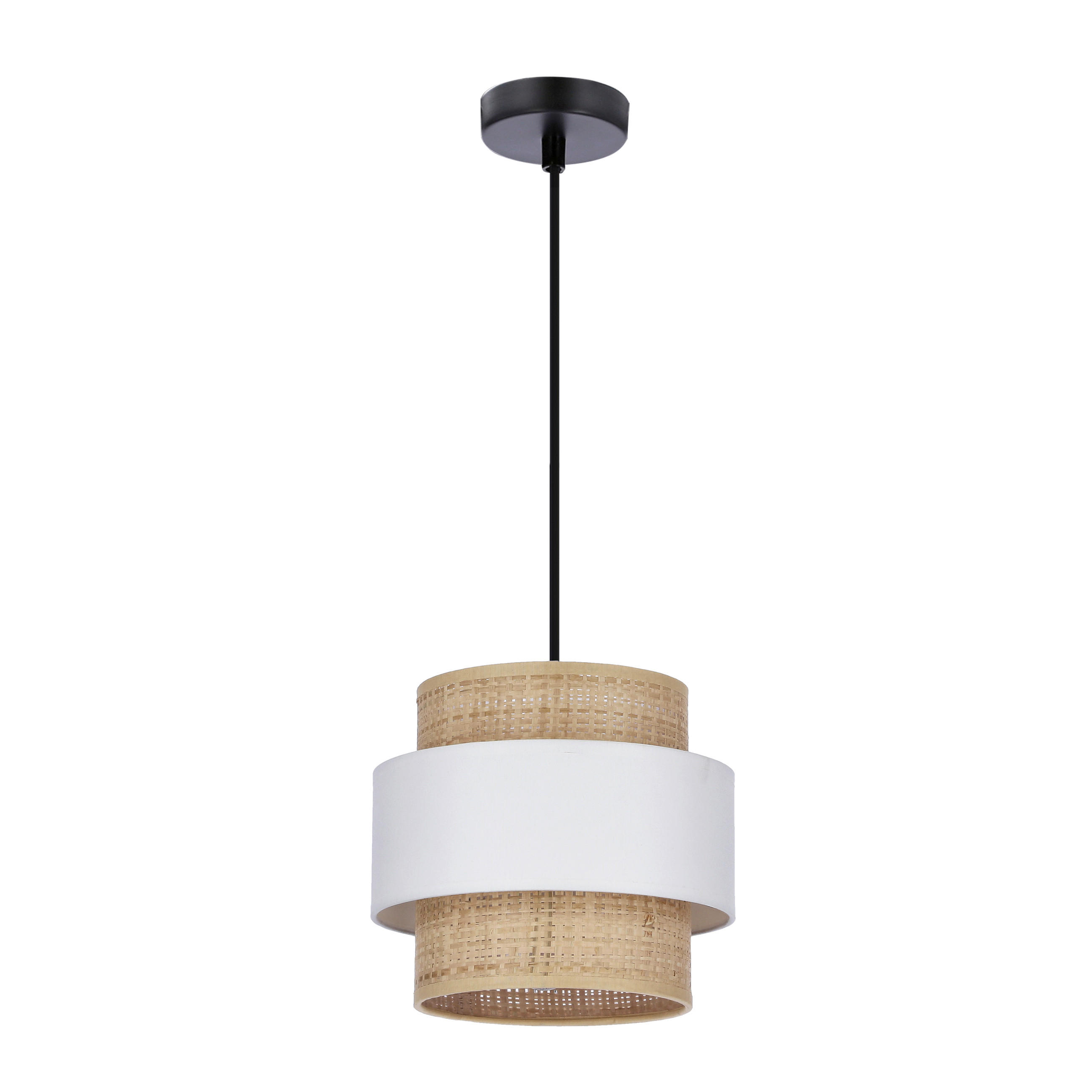 HÄNGELEUCHTE Rattan 20/100 cm   - Creme/Schwarz, Natur, Kunststoff/Metall (20/100cm)