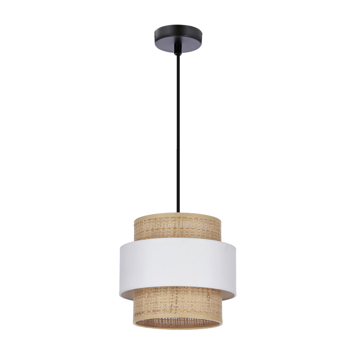 HÄNGELEUCHTE Rattan 20/100 cm   - Creme/Schwarz, Natur, Kunststoff/Metall (20/100cm)