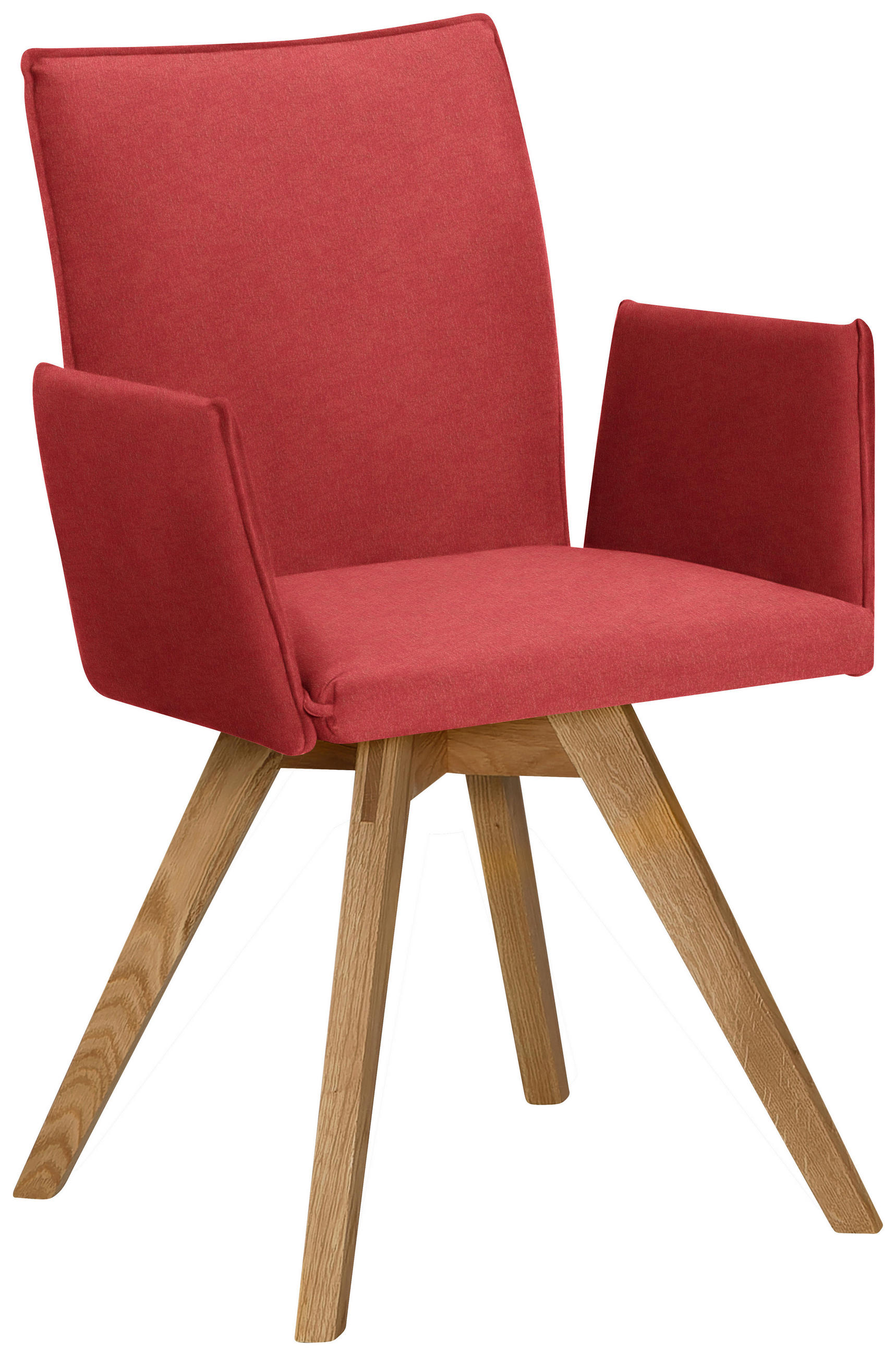 ARMLEHNSTUHL in Lederlook - Eichefarben/Rot, KONVENTIONELL, Holz/Textil (60/91/61cm) - Moderano
