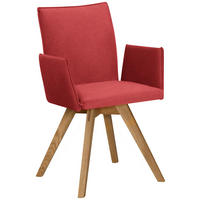 ARMLEHNSTUHL  in Lederlook  - Eichefarben/Rot, Konventionell, Holz/Textil (60/91/61cm) - Moderano