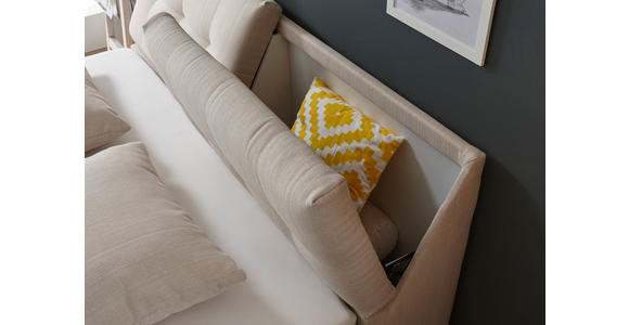 BOXSPRINGBETT 180/200 cm,  in Creme, Matratze, Bettkasten, Topper, motorische Verstellbarkeit, H2 = mittel  - Silberfarben/Creme, Design, Kunststoff/Textil (180/200cm) - Esposa