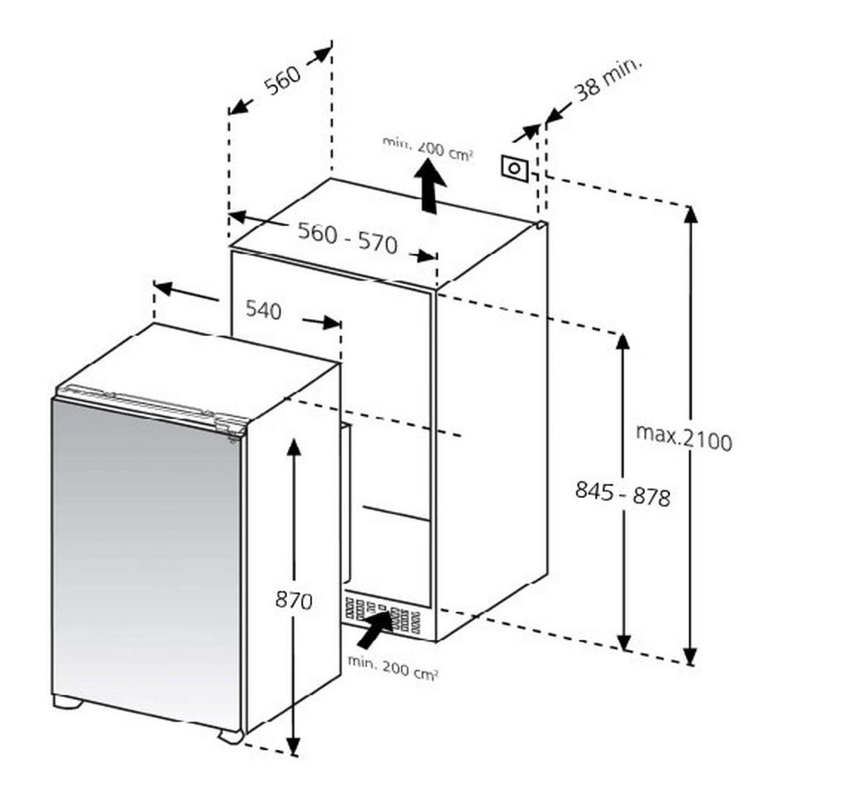 KÜHLSCHRANK 54,0/87,0/56,0 cm EKS208  - Weiß, Basics, Glas/Kunststoff (54,0/87,0/56,0cm) - Oranier