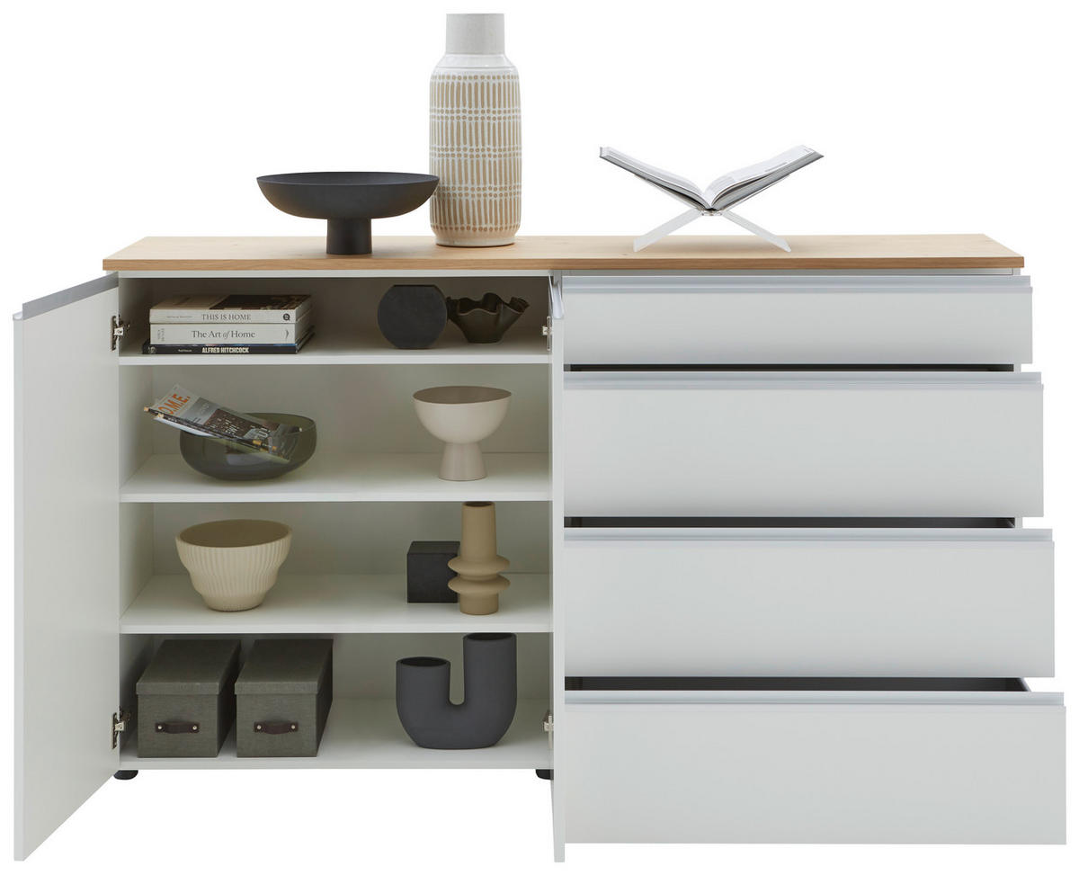 SIDEBOARD 180/102/41 cm  in Weiss  - Weiss/Eichefarben, Design, Holz/Holzwerkstoff (180/102/41cm) - Dieter Knoll